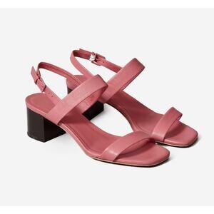 Everlane The Double-Strap Pink Leather Block Heel Sandal Women's Size 8.5